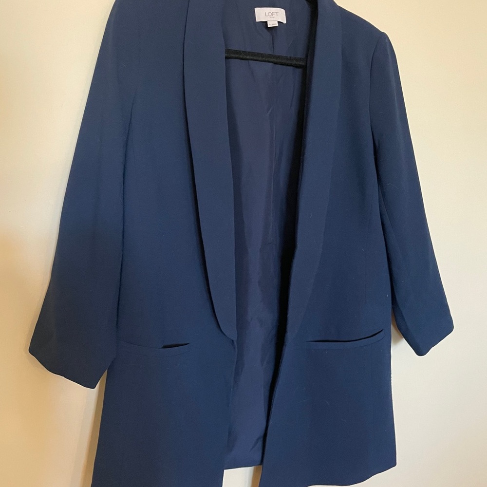 Dark blue LOFT open front blazer